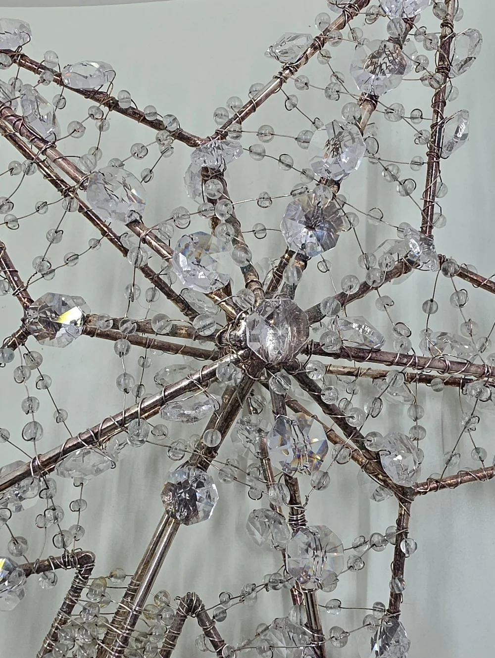 Pottery Barn Silver Crystal Chandelier Star Tree Ornament Topper Holiday